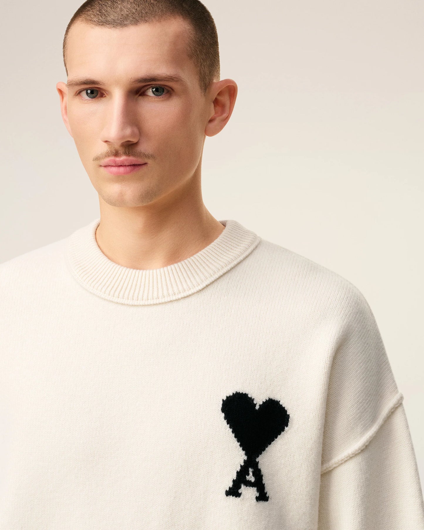 White Wool Ami De Coeur Crewneck Sweater