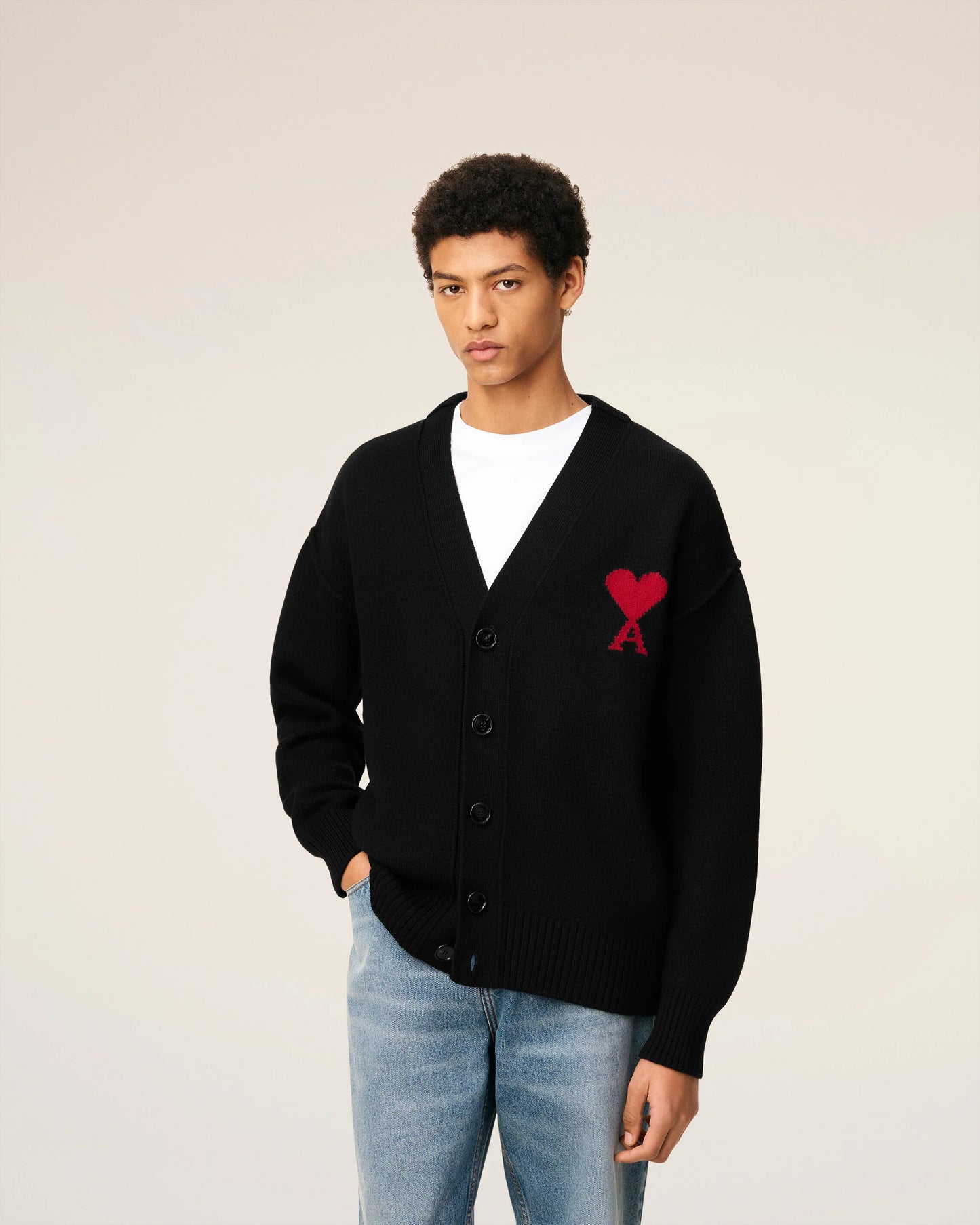 Black Wool Ami De Coeur Cardigan