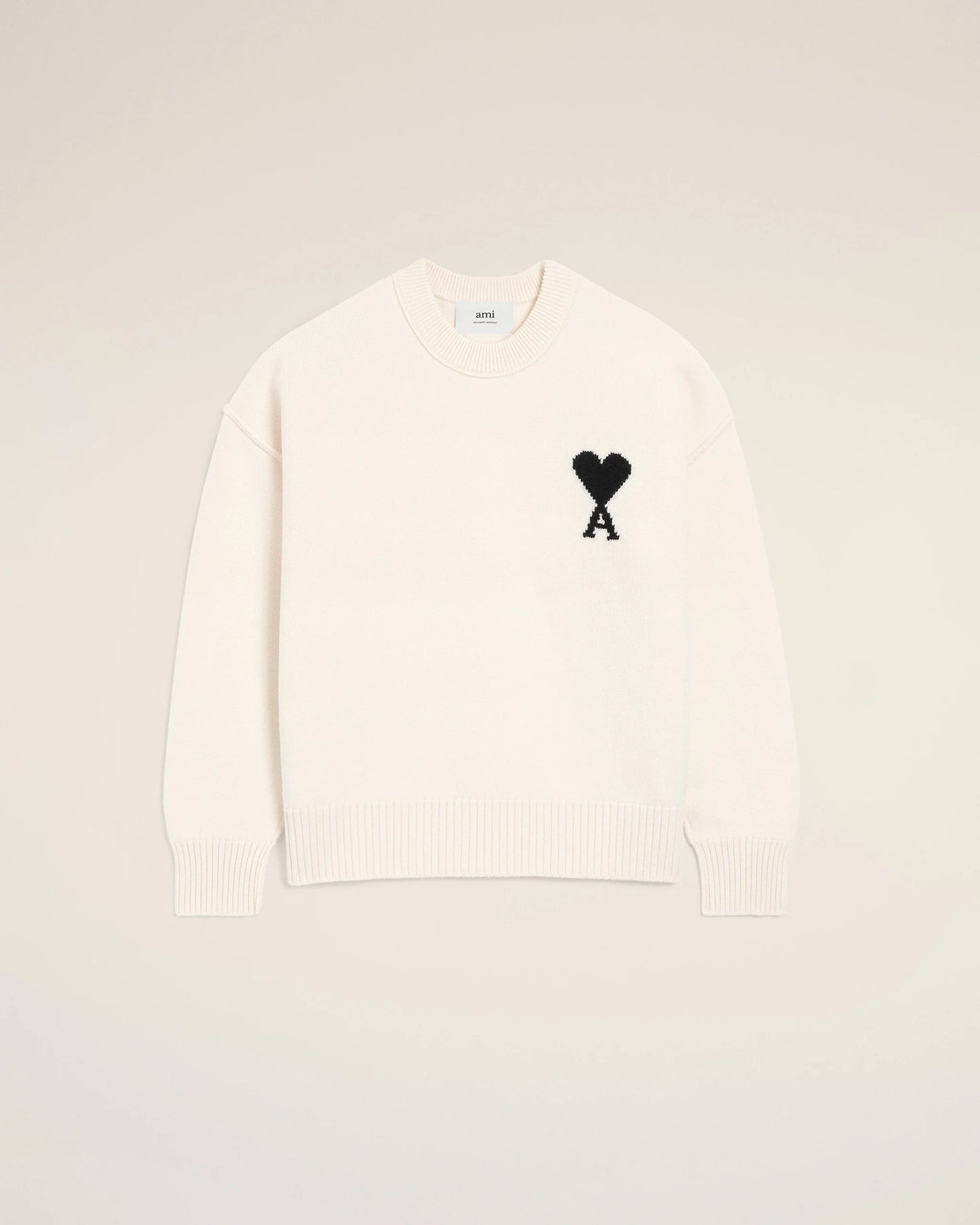 White Wool Ami De Coeur Crewneck Sweater