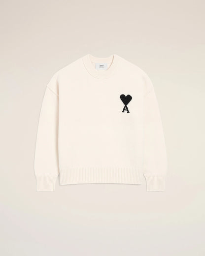 White Wool Ami De Coeur Crewneck Sweater