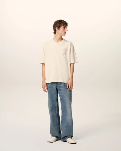 Beige Cotton Ami de Coeur Patch T-Shirt