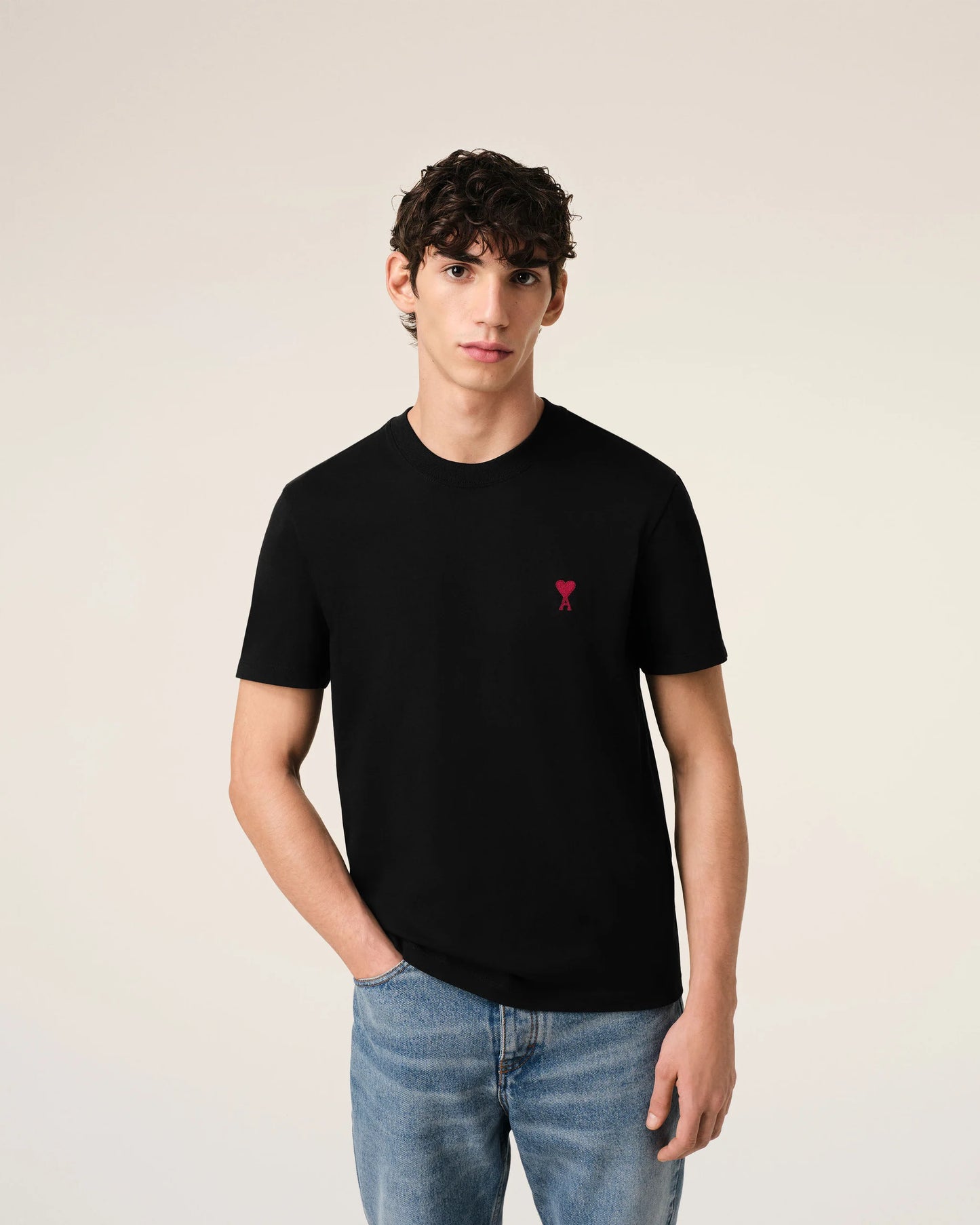 Black Cotton Ami de Coeur T-Shirt