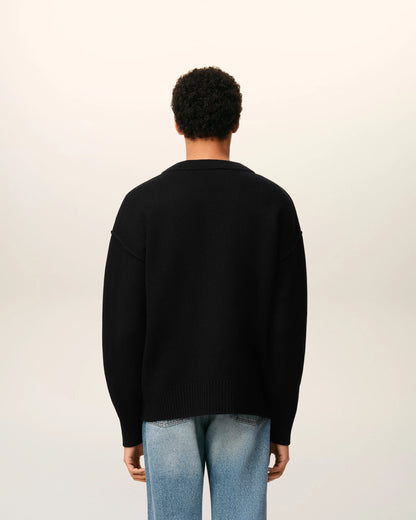 Black Wool Ami De Coeur Cardigan
