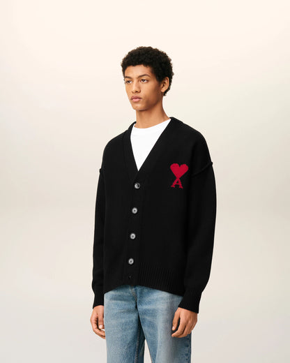 Black Wool Ami De Coeur Cardigan