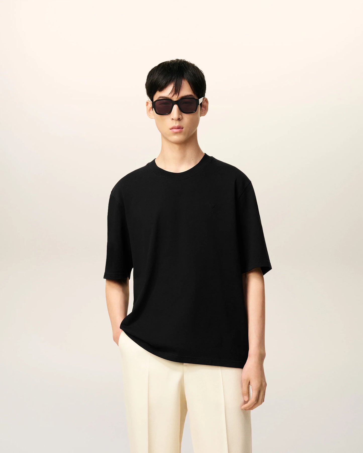 Black Cotton Ami De Coeur T-shirt