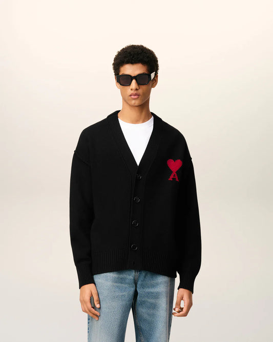 Black Wool Ami De Coeur Cardigan